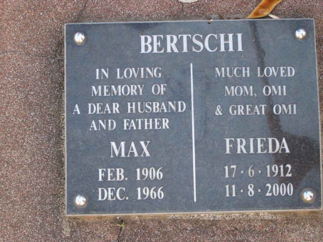 BERTSCHI Max 1906-1966 &amp; Frieda 1912-2000