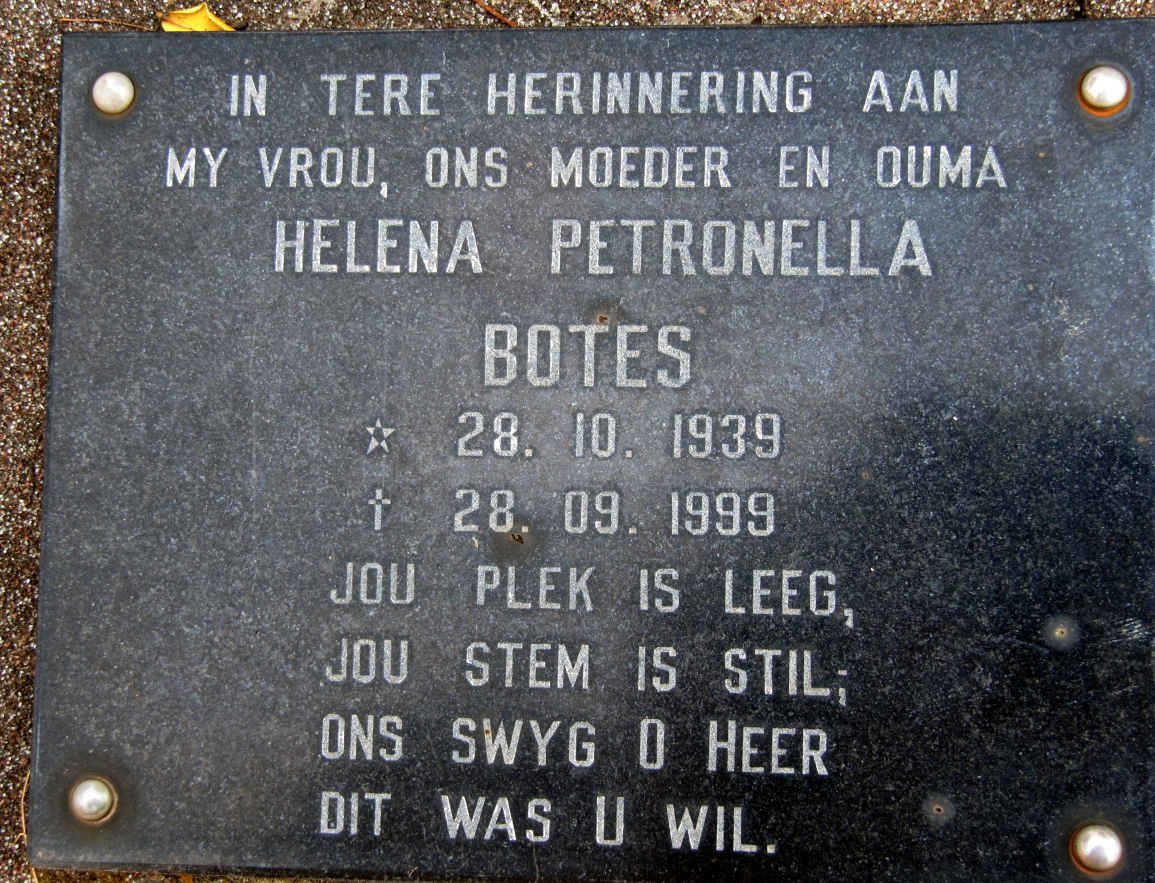 BOTES Helena Petronella 1939-1999