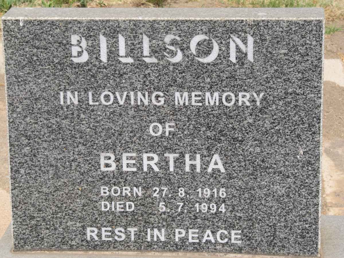 BILLSON Bertha 1916-1994