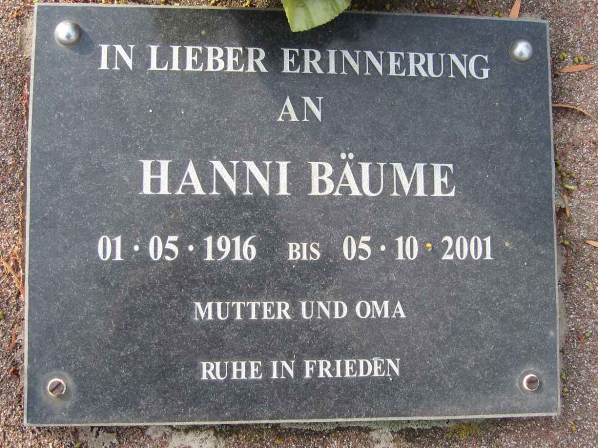 BAUME Hanni 1916-2001