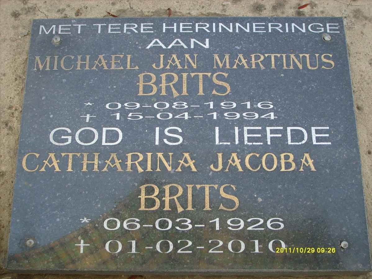BRITS Michael Jan Martinus 1916-1994 &amp; Catharina Jacoba 1926-2010