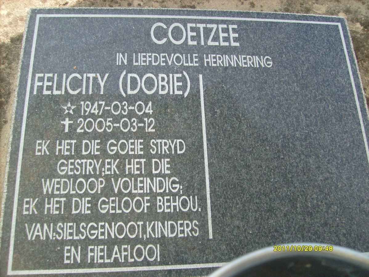COETZEE Felicity nee DOBIE 1947-2005