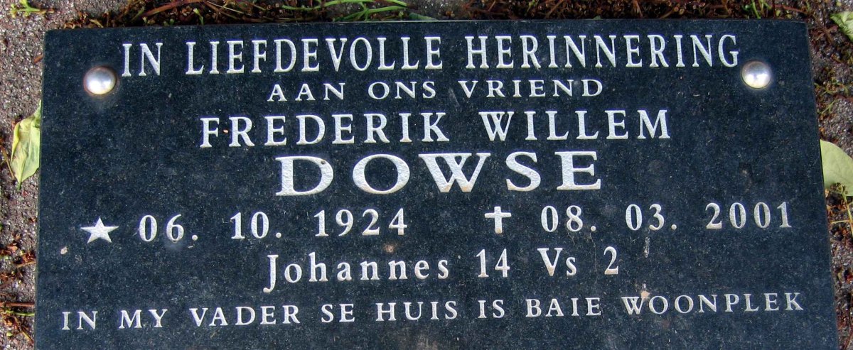 DOWSE Frederik Willem 1924-2001