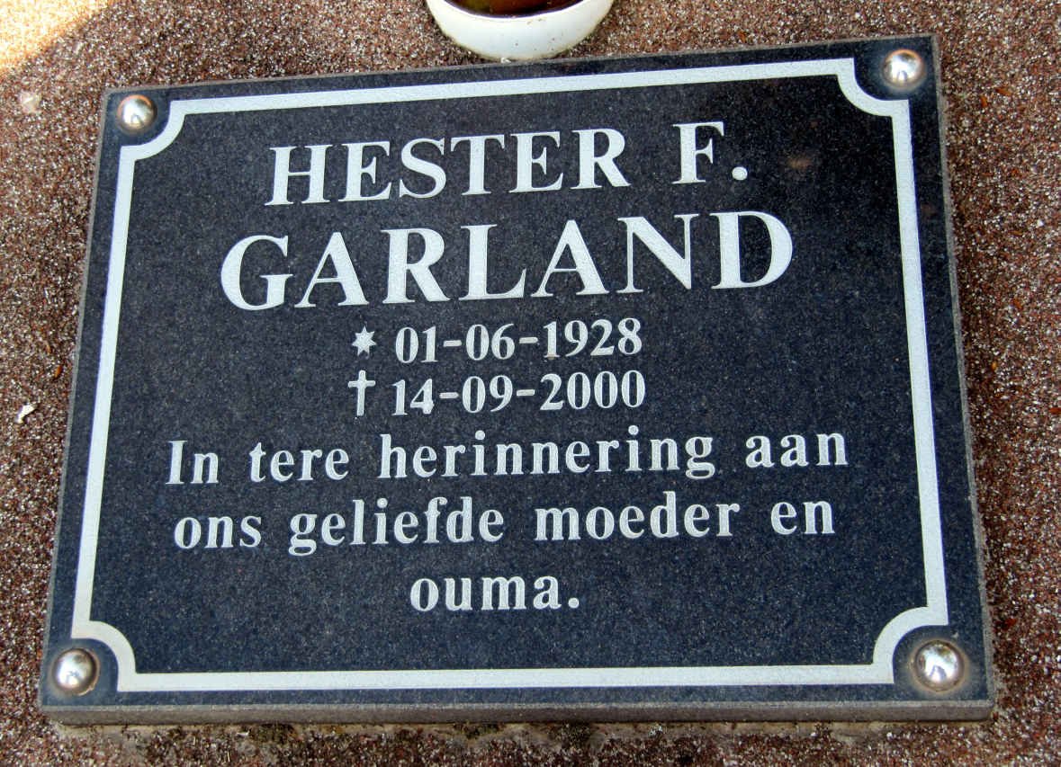 GARLAND Hester F. 1928-2000
