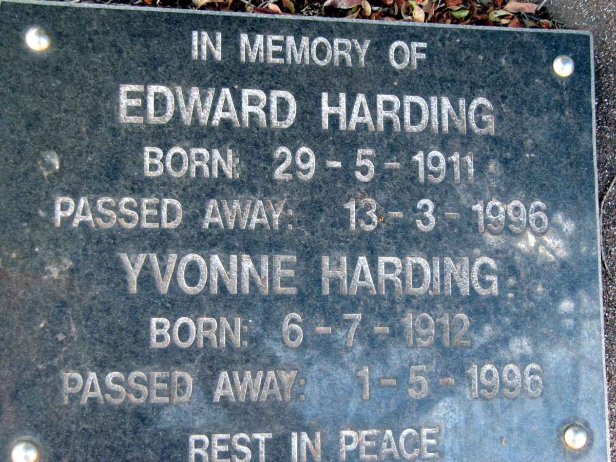 HARDING Edward 1911-1996 &amp; Yvonne 1912-1996