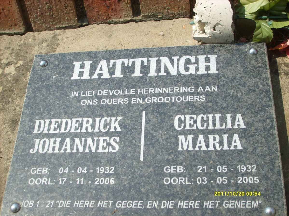 HATTINGH Diederick Johannes 1932-2006 &amp; Cecilia Maria 1932-2005