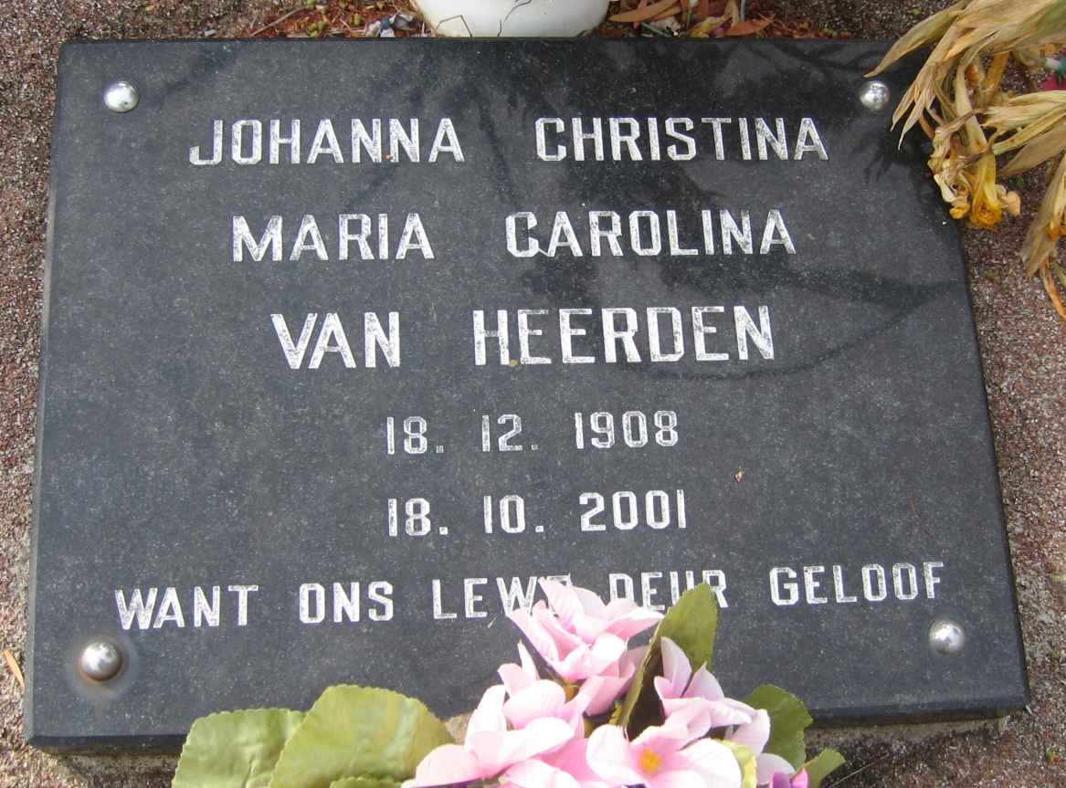 HEERDEN Johanna Christina Maria Carolina, van 1908-2001