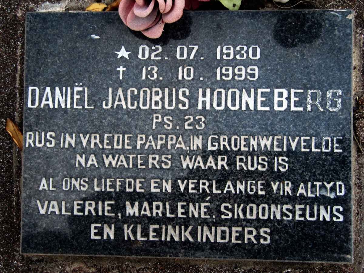 HOONEBERG Daniël Jacobus 1930-1999