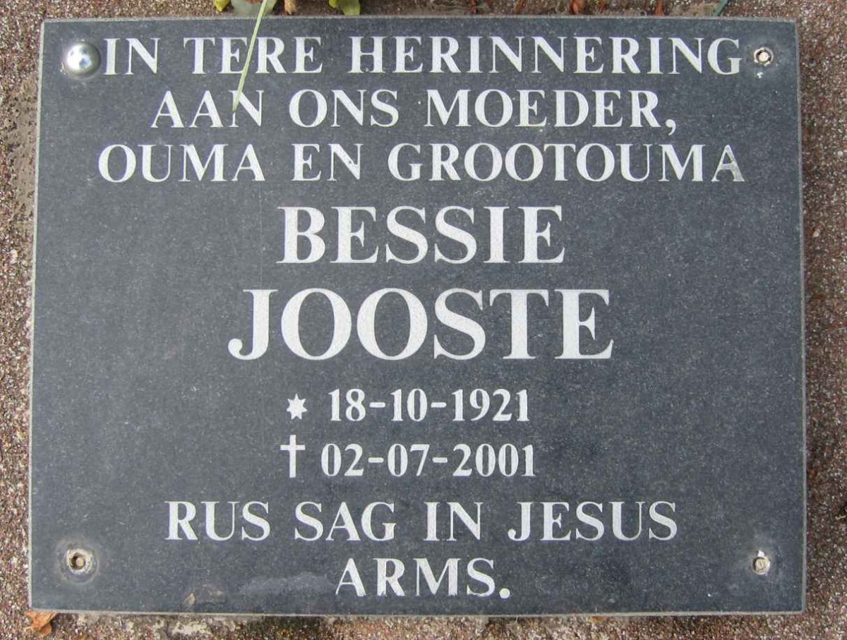 JOOSTE Bessie 1921-2001