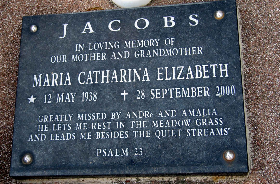 JACOBS Maria Catharina Elizabeth 1938-2000