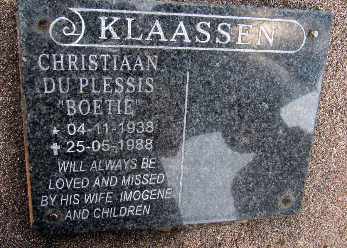 KLAASSEN Christiaan Du Plessis 1938-1988