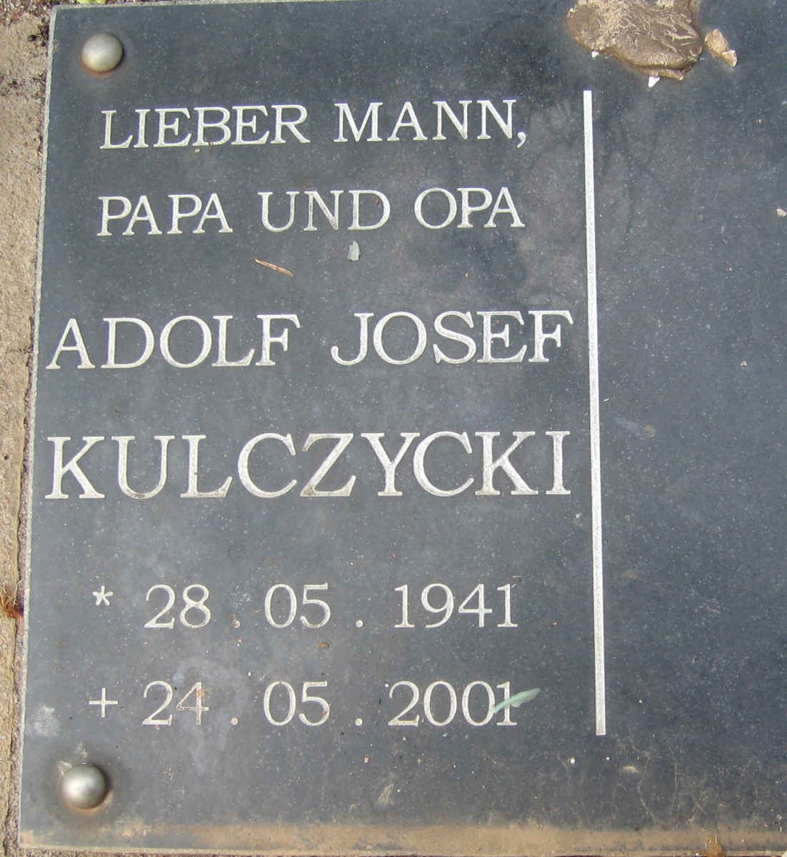 KULCZYCKI Adolf Josef 1941-2001