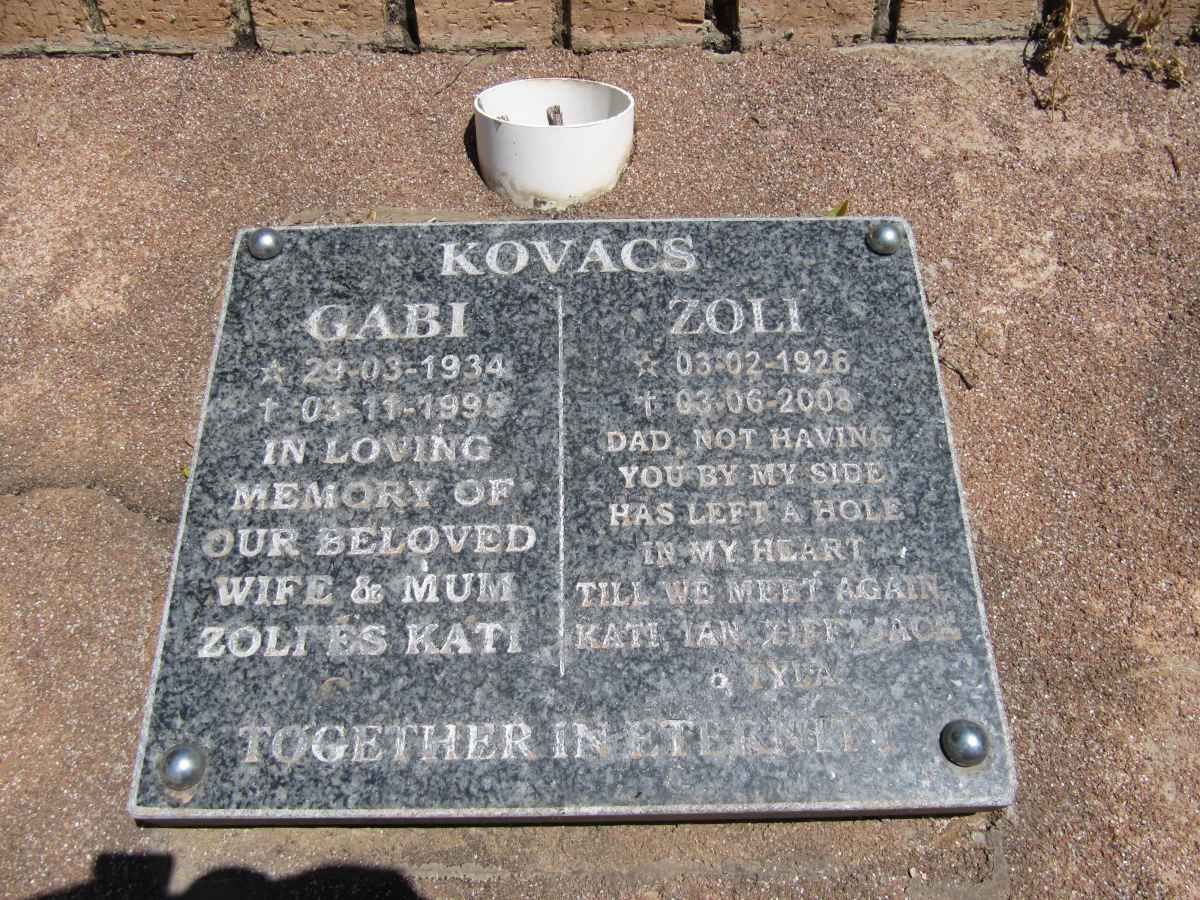 KOVACS Zolti 1926-2008 &amp; Gabi 1934-1995