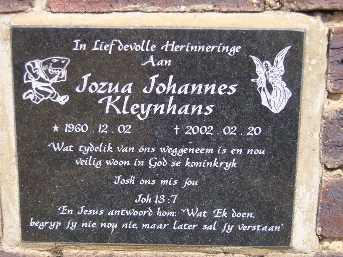 KLEYNHANS Jozua Johannes 1960-2002