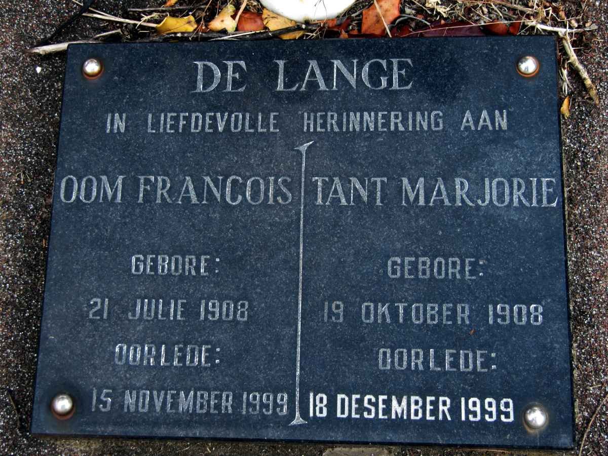 LANGE Francois, de 1908-1999 &amp; Marjorie 1908-1999