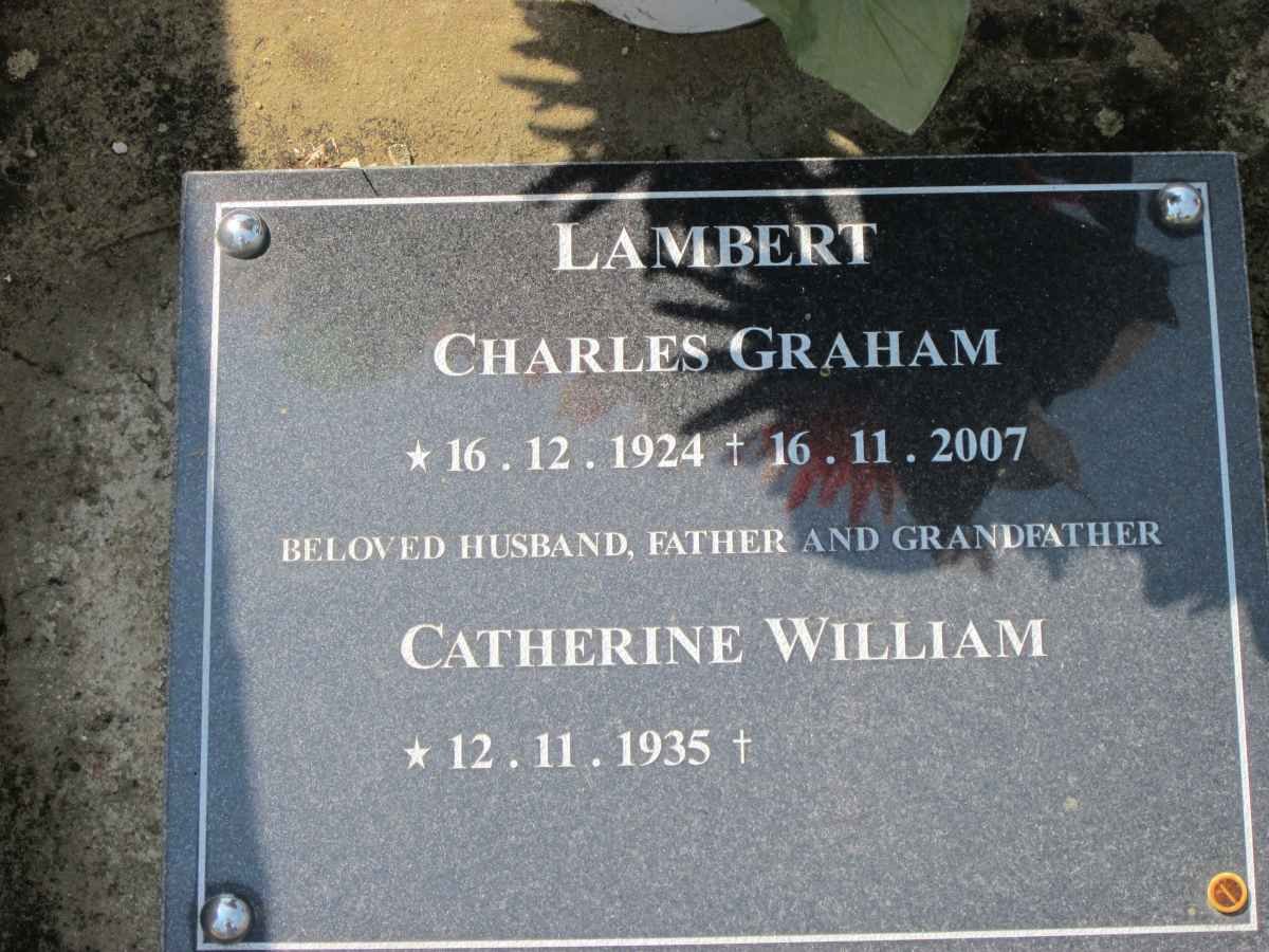 LAMBERT Charles Graham 1924-2007 &amp; Catherine William 1935-