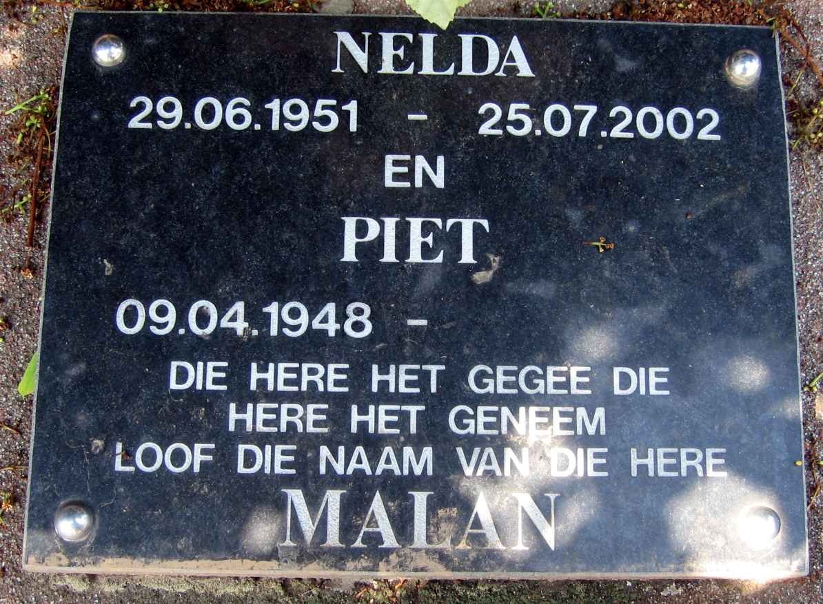 MALAN Piet 1948- &amp; Nelda 1951-2002