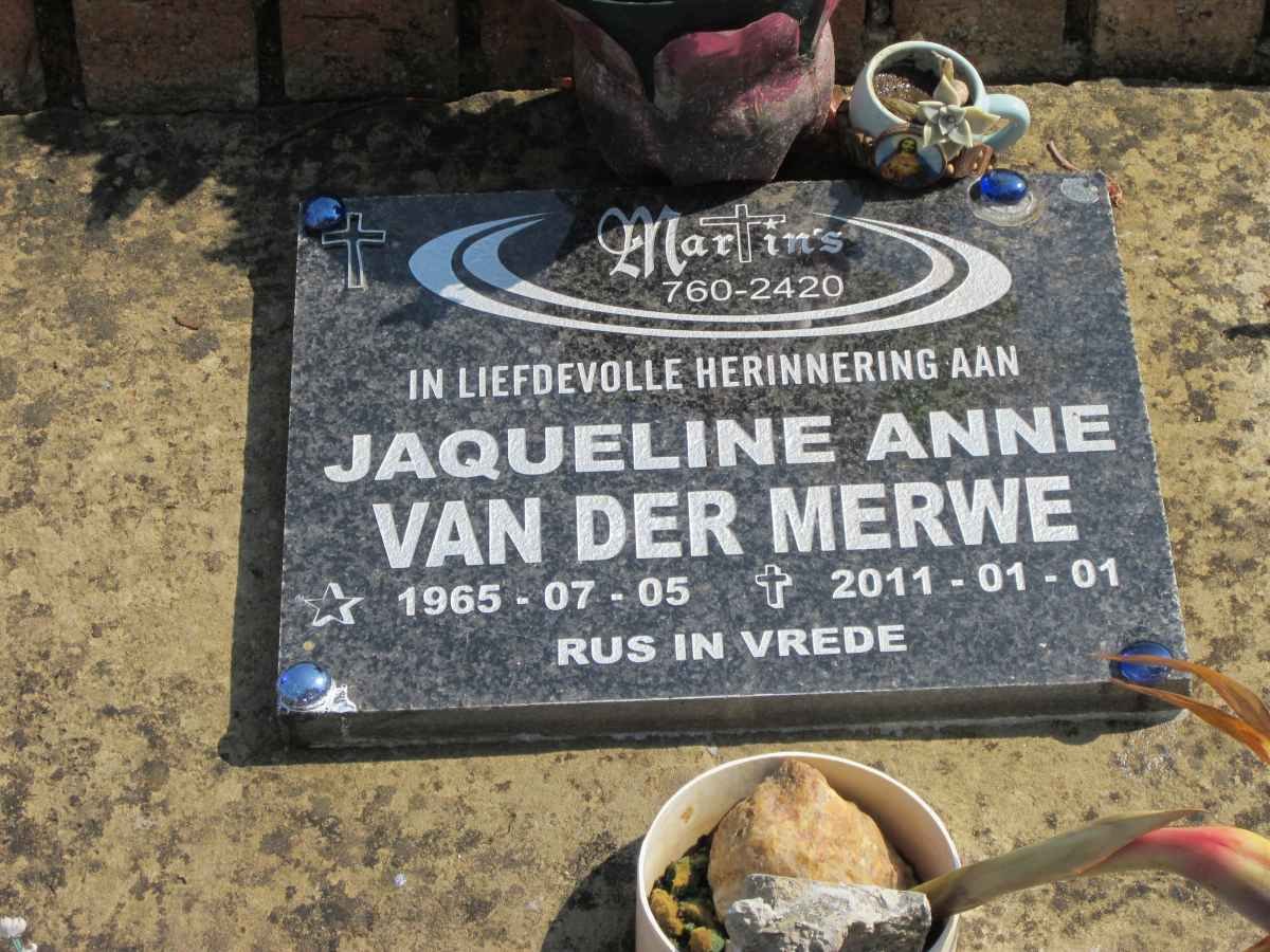 MERWE Jacqueline Anne, van der 1965-2011