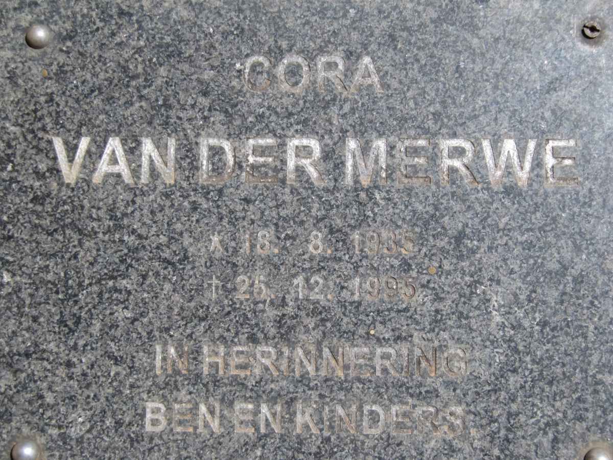 MERWE Cora, van der 1935-1995