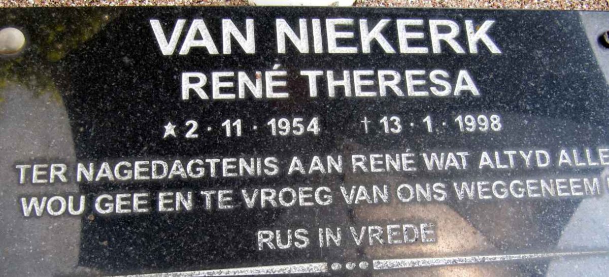 NIEKERK René Theresa, van 1954-1998