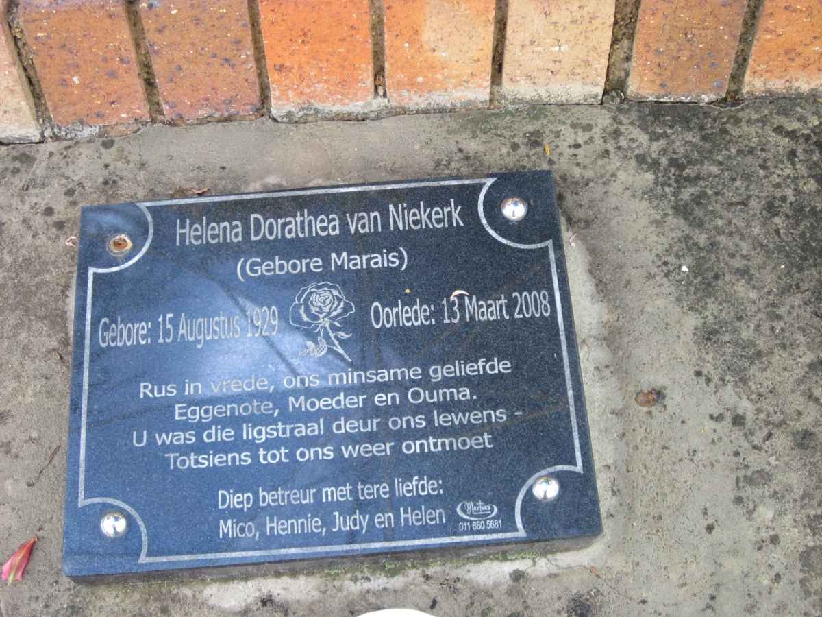 NIEKERK Helena Dorathea, van nee MARAIS 1929-2008