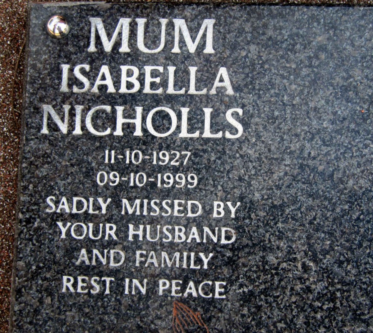 NICHOLLS Isabella 1927-1999