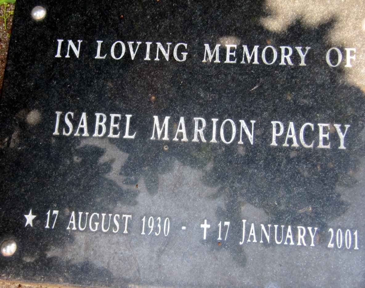 PACEY Isabel Marion 1930-2001