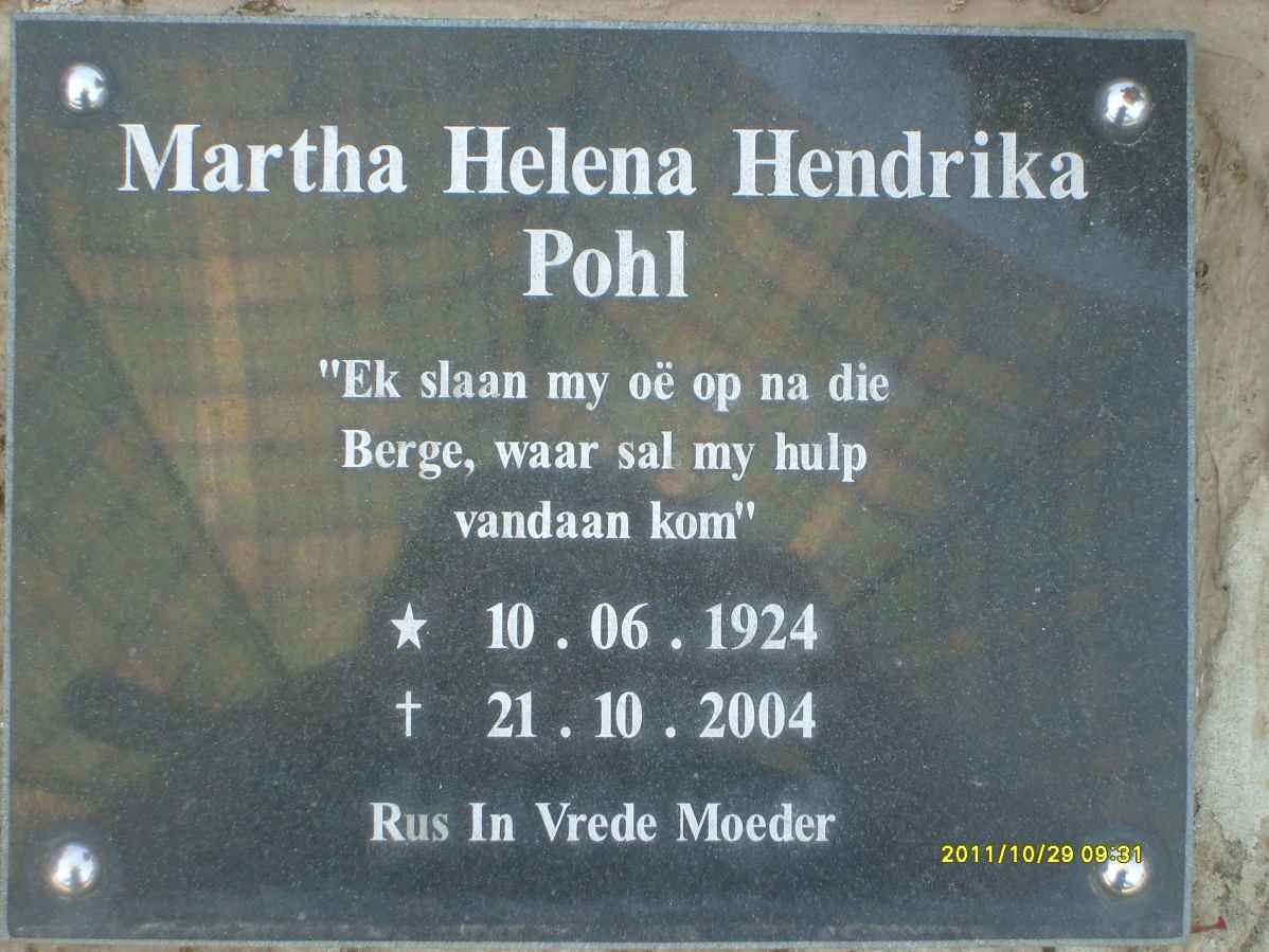 POHL Martha Helena Hendrika 1924-2004