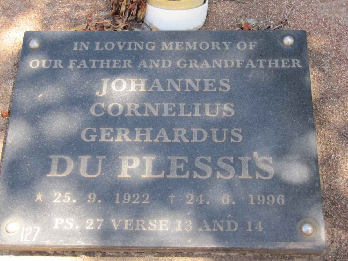 PLESSIS Johannes Cornelius Gerhardus, du 1922-1996