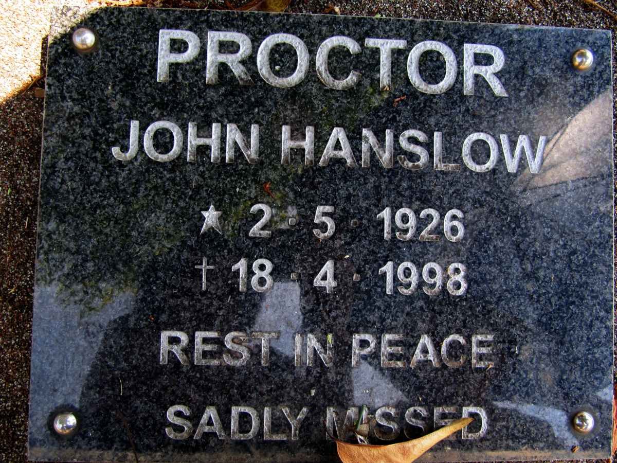 PROCTOR John Hanslow 1926-1998