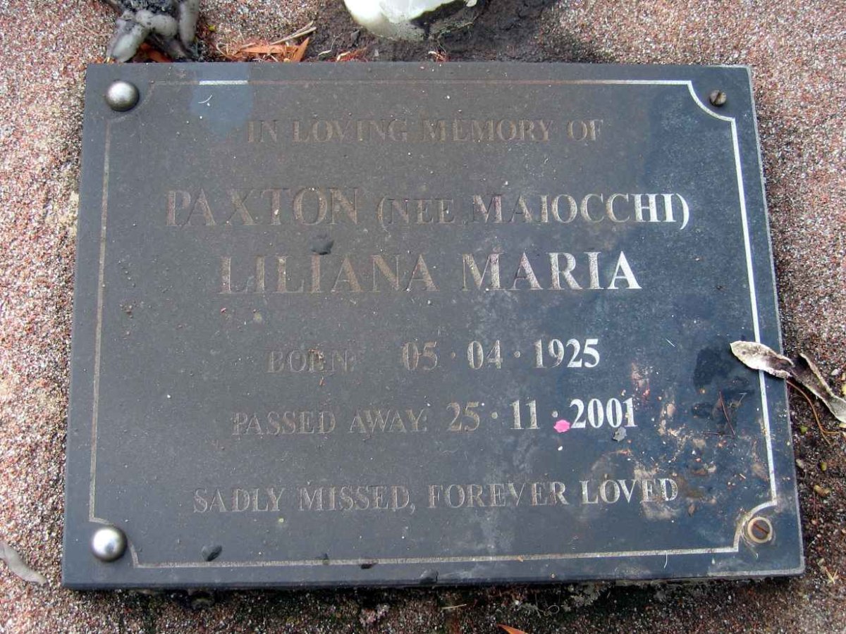 PAXTON Liliana Maria nee MAIOCCHI 1925-2001