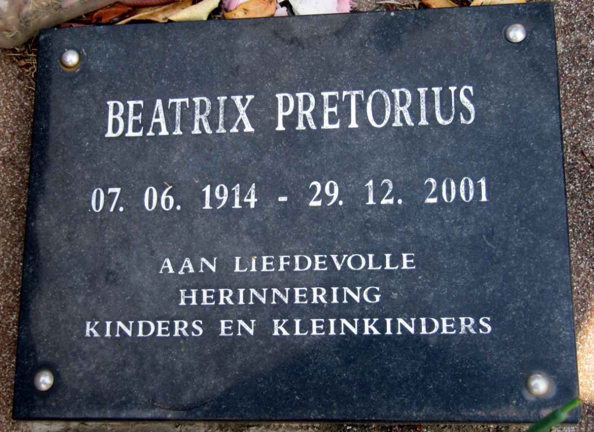 PRETORIUS Beatrix 1914-2001