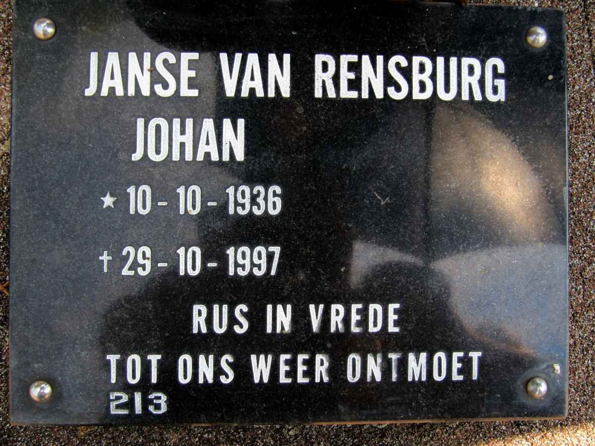 RENSBURG Johan, Janse van 1936-1997