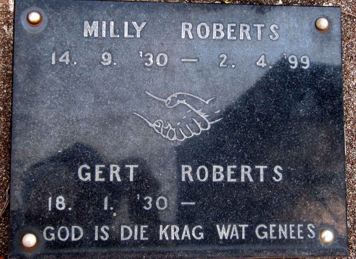 ROBERTS Gert 1930- &amp; Millie 1930-1999
