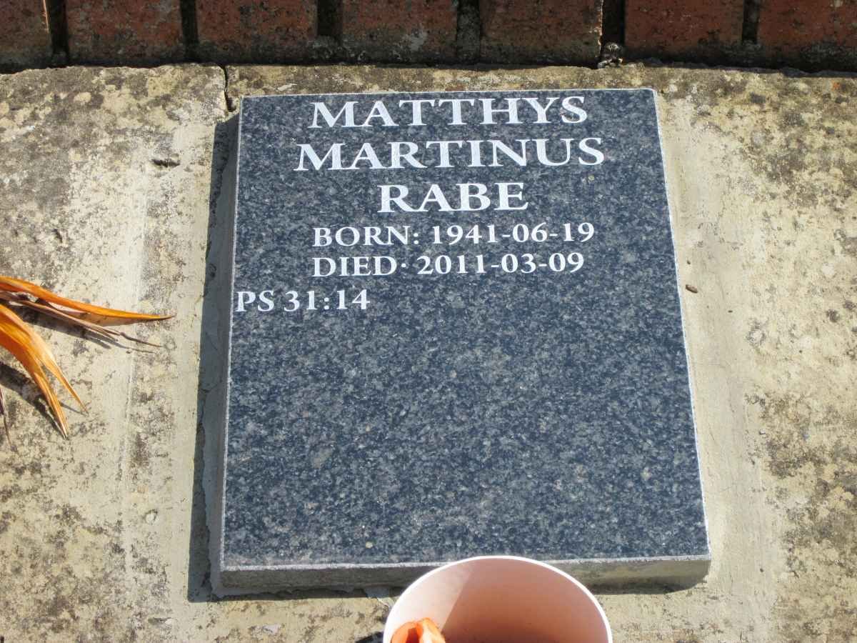 RABE Matthys Martinus 1941-2011