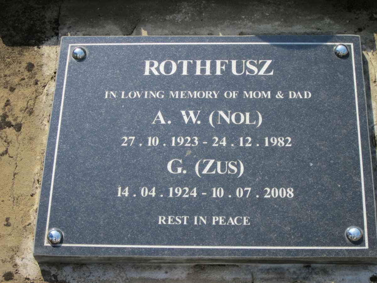 ROTHFUSZ A.W. 1923-1982 &amp; G. 1924-2008