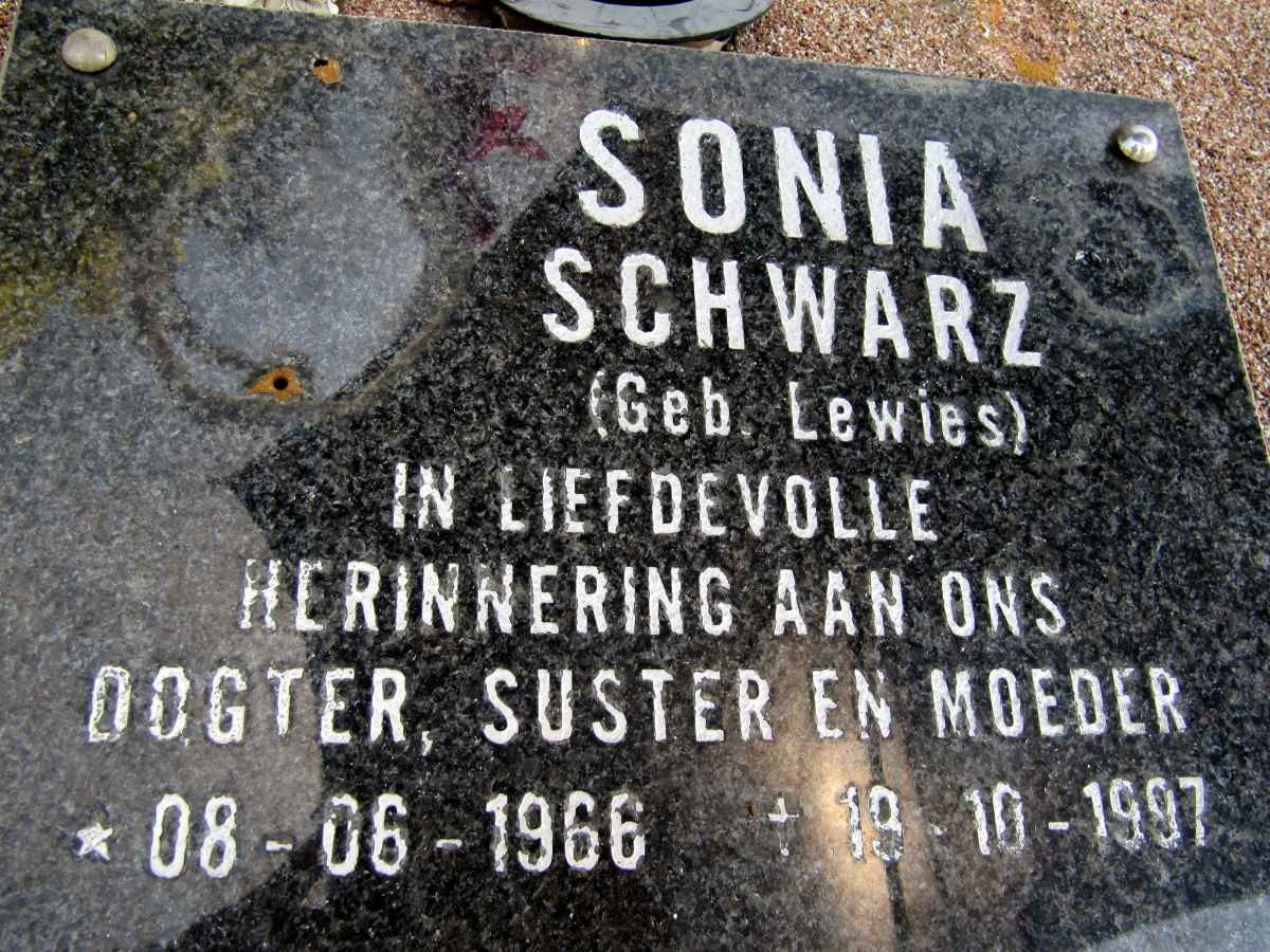 SCHWARZ Sonia nee LEWIES 1966-1997