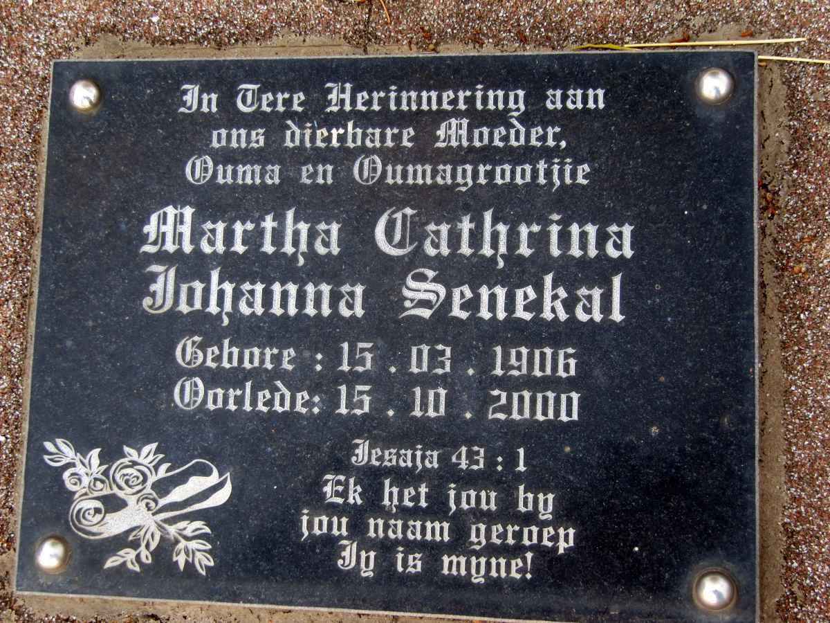 SENEKAL Martha Cathrina Johanna 1906-2000