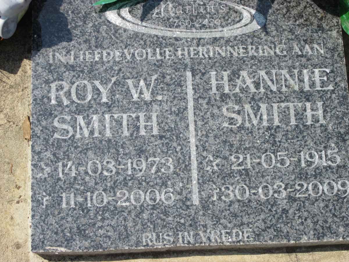 SMITH Roy W. 1973-2006 :: SMITH Hannie 1915-2009