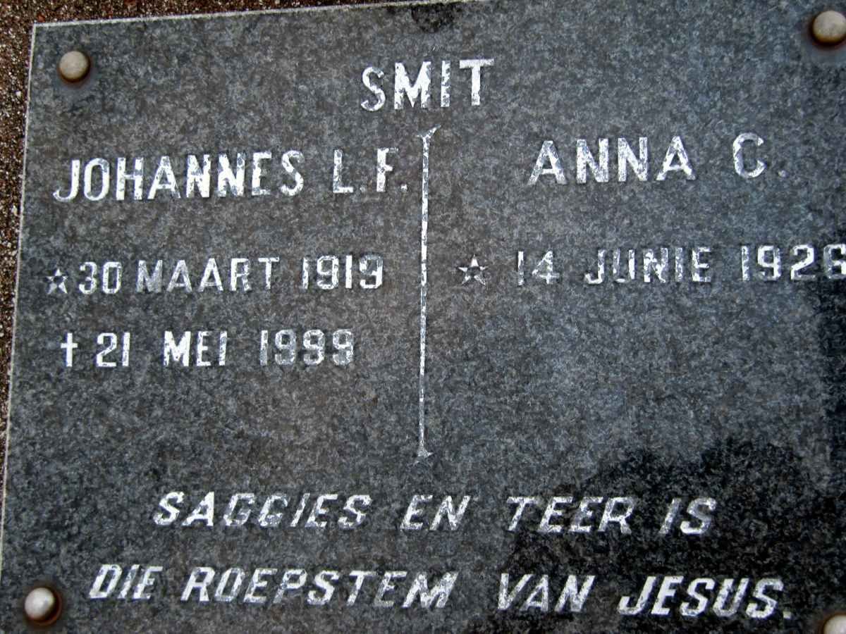 SMIT Johannes L.F. 1919-1999 &amp; Anna C. 1926-