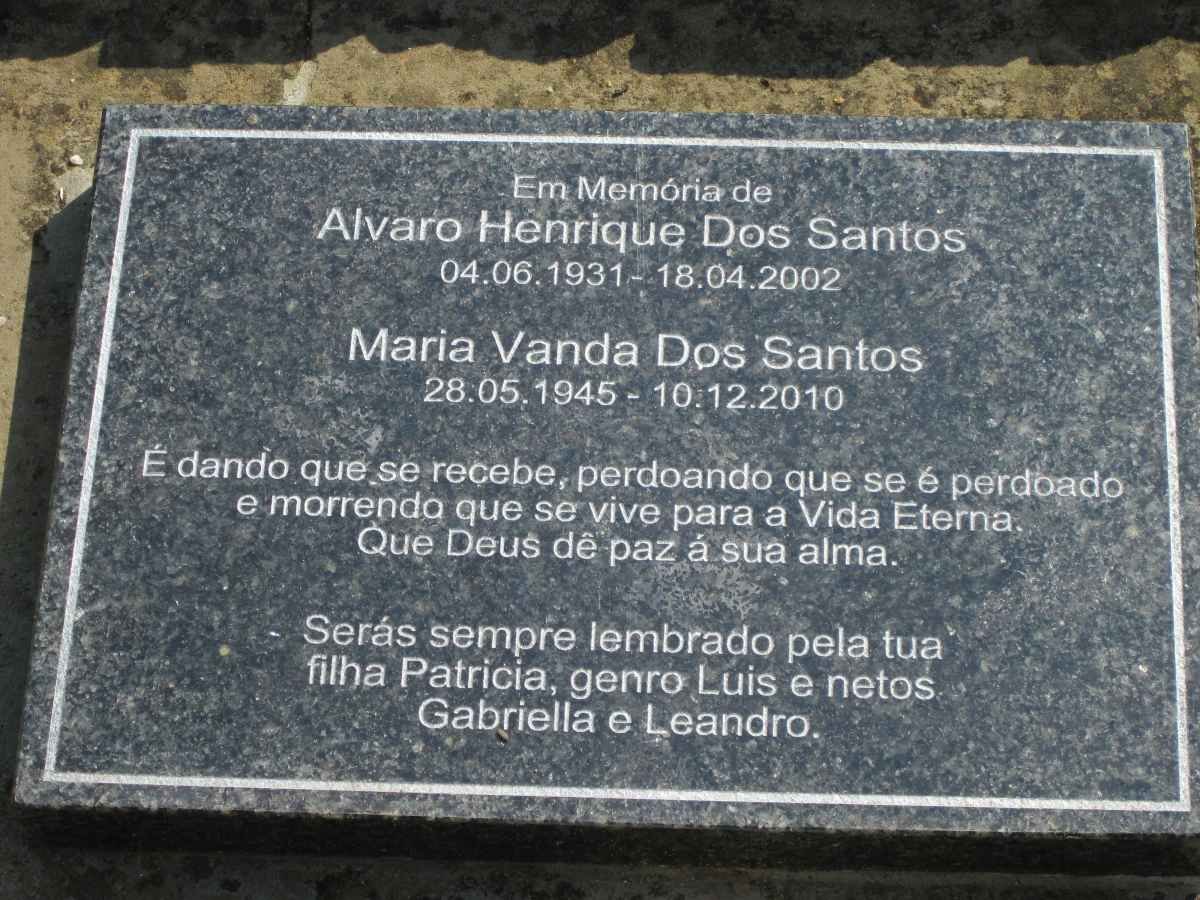 SANTOS Alvaro Henrique, dos 1931-2002 &amp; Maria Vanda 1945-2010