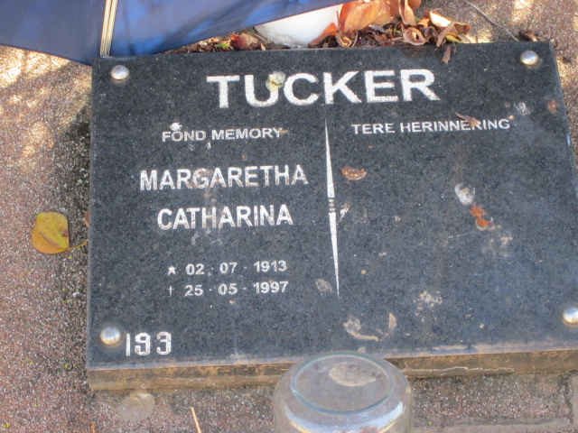 TUCKER Margaretha Catharina 1913-1997