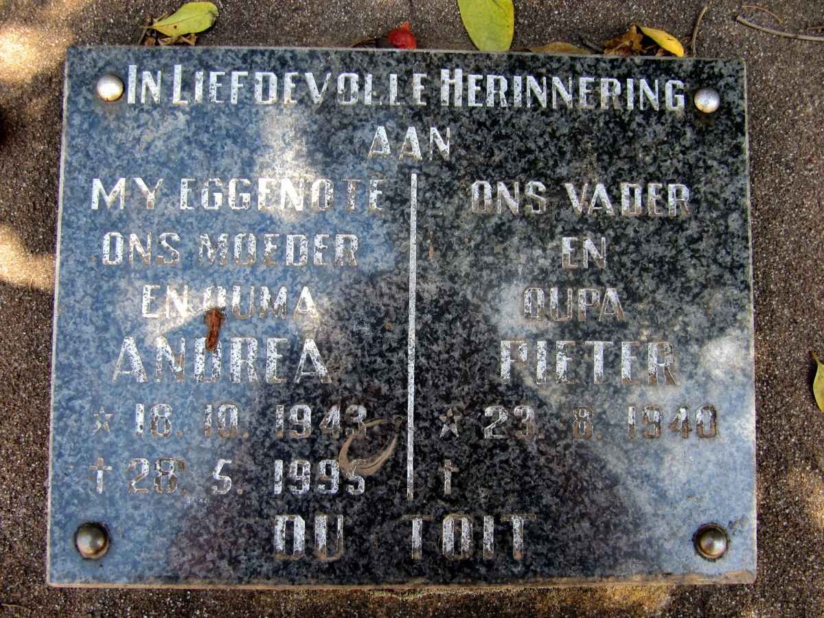 TOIT Pieter, du 1940- &amp; Andrea 1943-1995