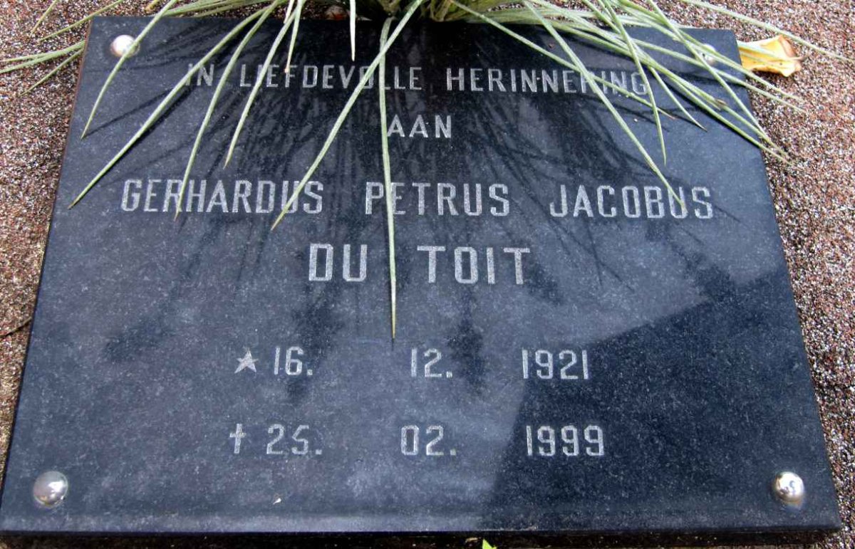 TOIT Gerhardus Petrus Jacobus, du 1921-1999
