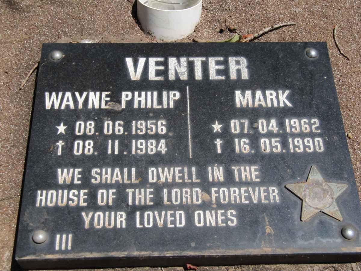 VENTER Wayne Philip 1956-1984 :: VENTER Mark 1962-1990