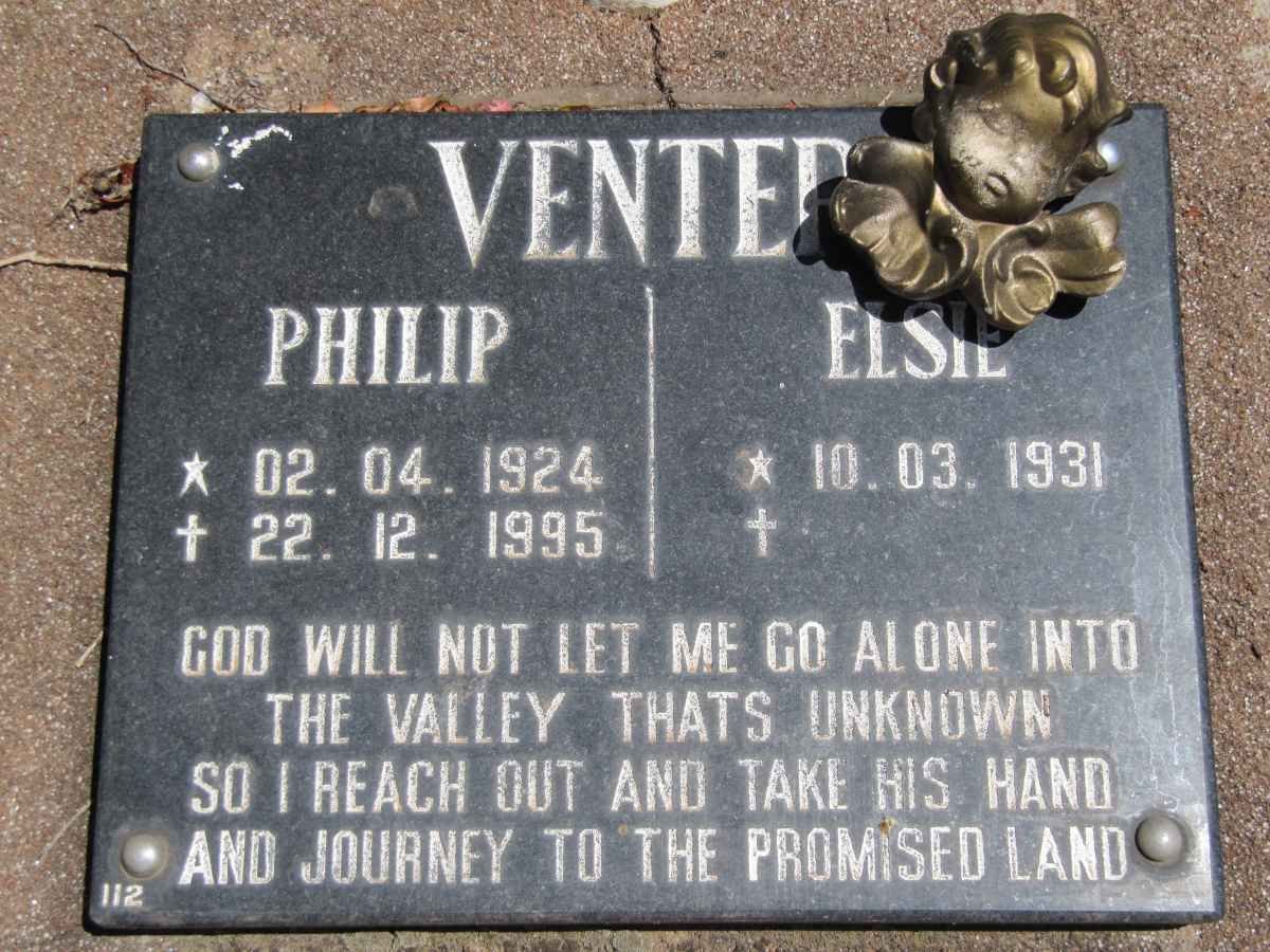 VENTER Philip 1924-1995 &amp; Elsie 1931-