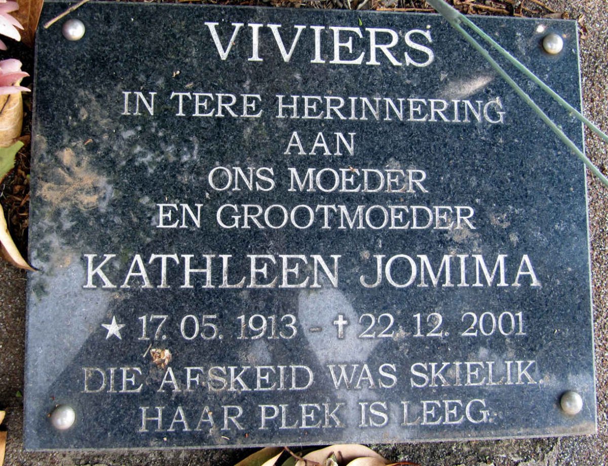 VIVIERS Kathleen Jomima 1913-2001