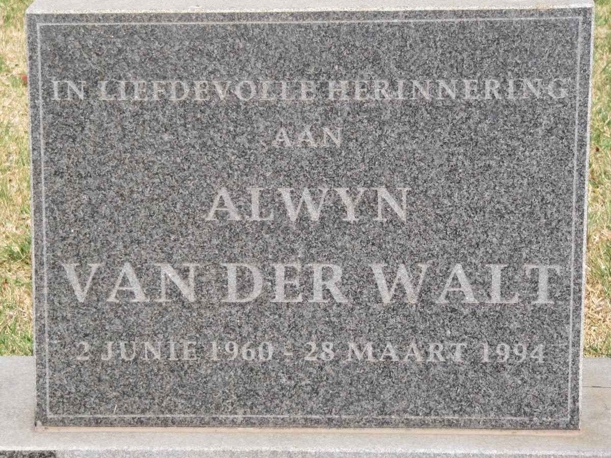 WALT Alwyn, van der 1960-1994