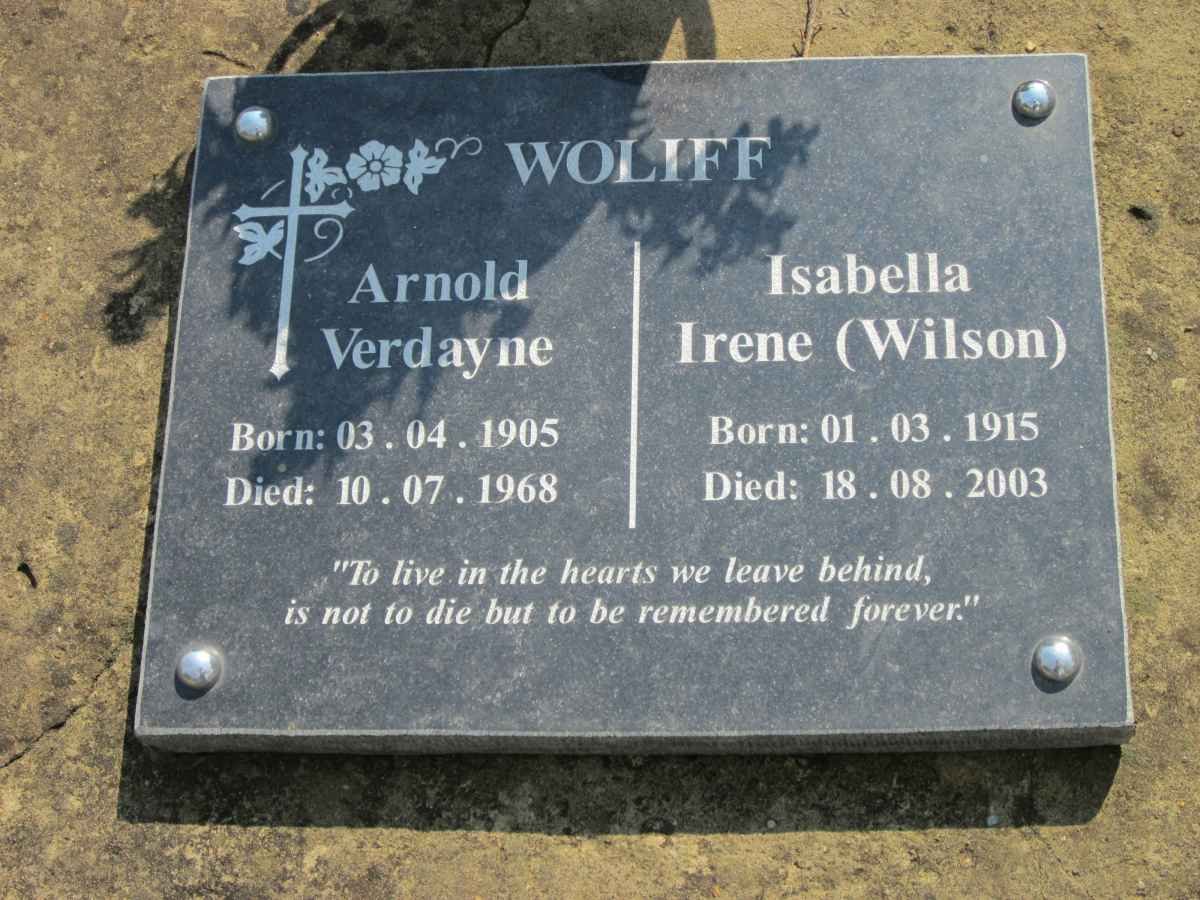 WOLIFF Arnold Verdayne 1905-1968 &amp; Isabella Irene WILSON 1915-2003