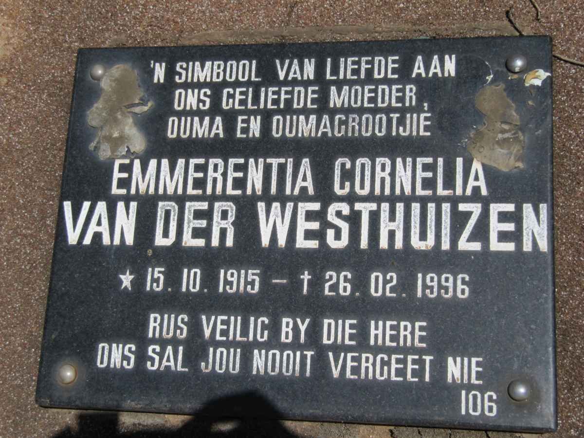 WESTHUIZEN Emmerentia Cornelia, van der 1915-1996